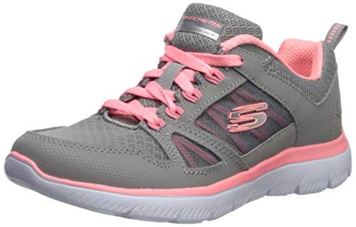 Skechers Summits-New World, Zapatillas para Mujer, Gris (Gray Leather/Mesh/Coral Trim Gycl), 36 EU