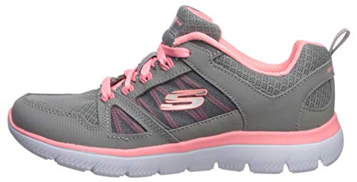 Skechers Summits-New World, Zapatillas para Mujer, Gris (Gray Leather/Mesh/Coral Trim Gycl), 36 EU