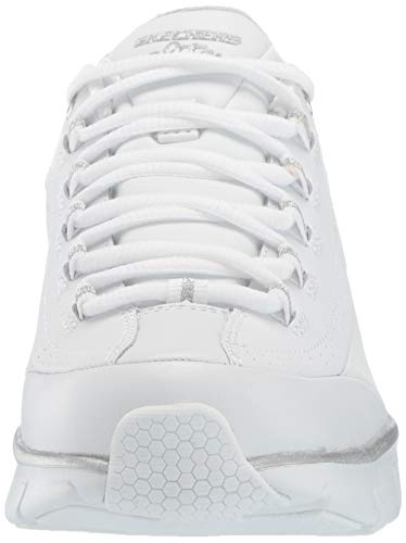 Skechers Synergy 3.0, Zapatillas para Mujer, Blanco (White Leather/Silver Trim #Yellow WSL), 40 EU