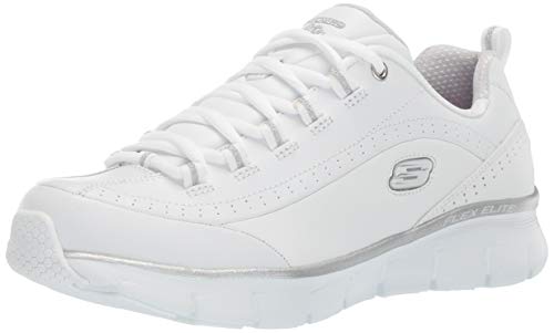 Skechers Synergy 3.0, Zapatillas para Mujer, Blanco (White Leather/Silver Trim #Yellow WSL), 40 EU