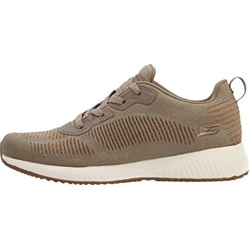 Skechers Women's Bobs Squad-Glam League Trainers, Beige (Taupe Engineered Knit/Rose Gold Trim Tpe), 2 UK (35 EU)