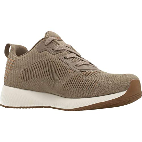 Skechers Women's Bobs Squad-Glam League Trainers, Beige (Taupe Engineered Knit/Rose Gold Trim Tpe), 2 UK (35 EU)