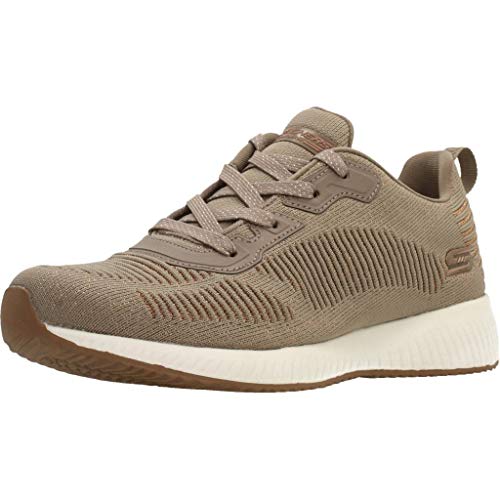 Skechers Women's Bobs Squad-Glam League Trainers, Beige (Taupe Engineered Knit/Rose Gold Trim Tpe), 2 UK (35 EU)