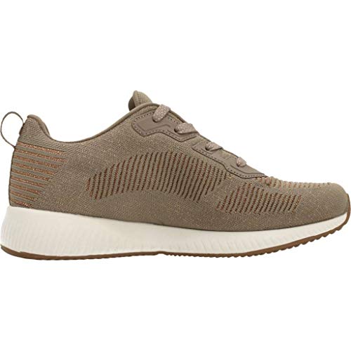 Skechers Women's Bobs Squad-Glam League Trainers, Beige (Taupe Engineered Knit/Rose Gold Trim Tpe), 2 UK (35 EU)
