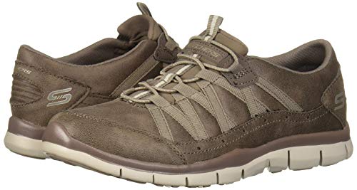 Skechers Women's Gratis-FINE Taste Slip On Trainers, Beige (Black Micro Leather/Trim Dktp), 8 (41 EU)