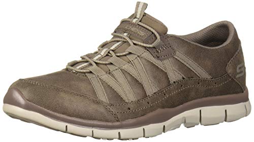 Skechers Women's Gratis-FINE Taste Slip On Trainers, Beige (Black Micro Leather/Trim Dktp), 8 (41 EU)
