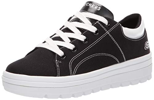 Skechers Women's STREET CLEAT-BRING IT BACK Trainers, Negro (Black Canvas/White Duraleather Trim Blk), 6 (39 EU)