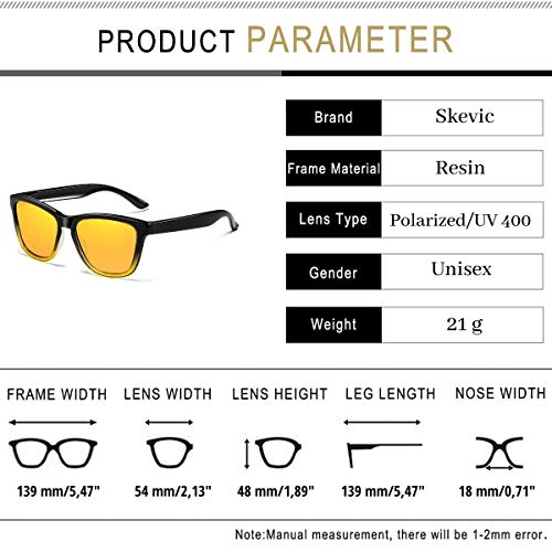 Skevic Gafas de Sol Polarizadas Hombre Mujer - Gafas para Ciclismo, Running, Deporte, Pesca, Conducir, MTB, Esquí, Golf, Bicicleta etc. Gafas de Sol Mujer, Gafas de Sol Hombre Protección UV400 100%