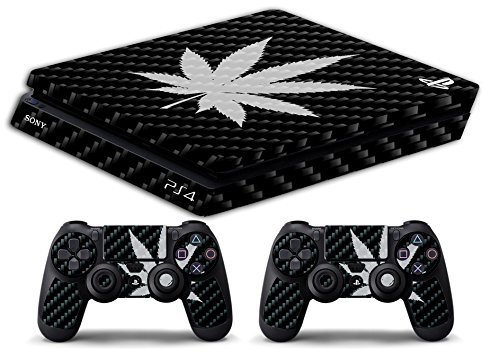 Skin PS4 SLIM HD - MARIHUANA DE FIBRA DE CARBONO - limited edition DECAL COVER ADHESIVO playstation 4 SLIM SONY BUNDLE