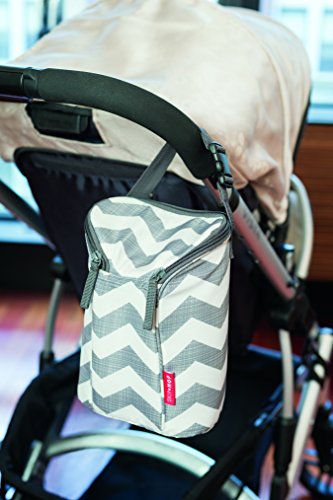 Skip Hop Chevron - Bolsa doble para biberón, color blanco