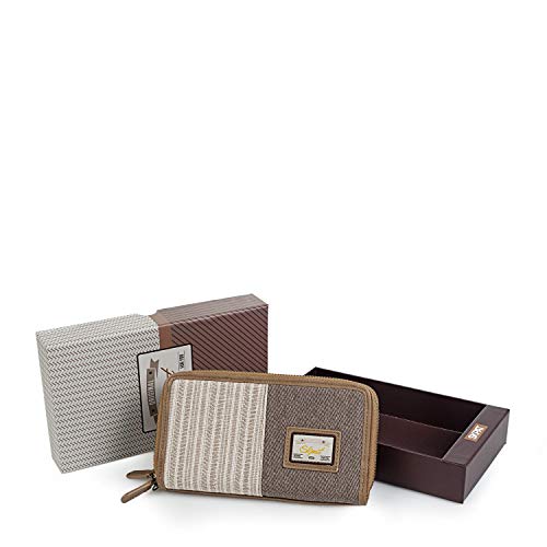 SKPAT - Billetero de Mujer. Cartera Monedero y Tarjetero. Asa de Mano. Gran Capacidad. Tarjetas Documentación DNI y Billetes. Caja para Regalo. Práctico y Completo. 301717, Color Marron