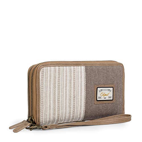 SKPAT - Billetero de Mujer. Cartera Monedero y Tarjetero. Asa de Mano. Gran Capacidad. Tarjetas Documentación DNI y Billetes. Caja para Regalo. Práctico y Completo. 301717, Color Marron