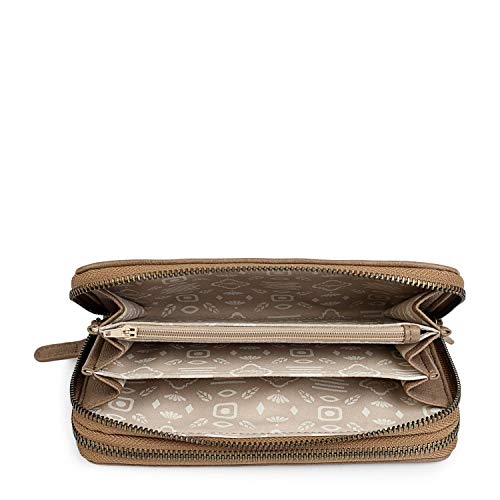 SKPAT - Billetero de Mujer. Cartera Monedero y Tarjetero. Asa de Mano. Gran Capacidad. Tarjetas Documentación DNI y Billetes. Caja para Regalo. Práctico y Completo. 301717, Color Marron