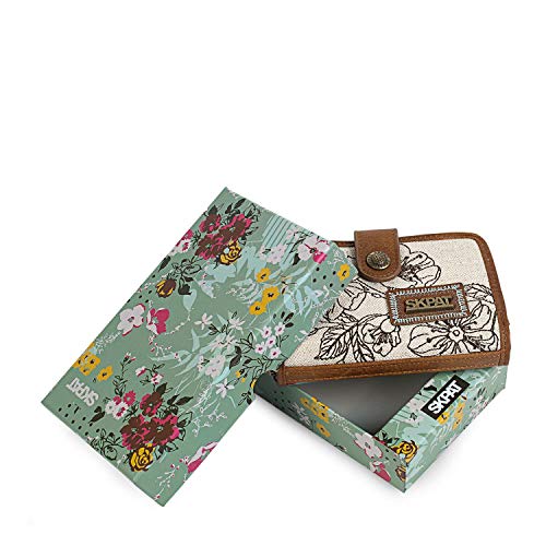 SKPAT - Cartera de Mujer. Billetero Monedero y Tarjetero. Tarjetas y Documentación y Billetes. Caja para Regalo. Lona - Cuero PU Polipiel. Estampada. 301614, Color Beige