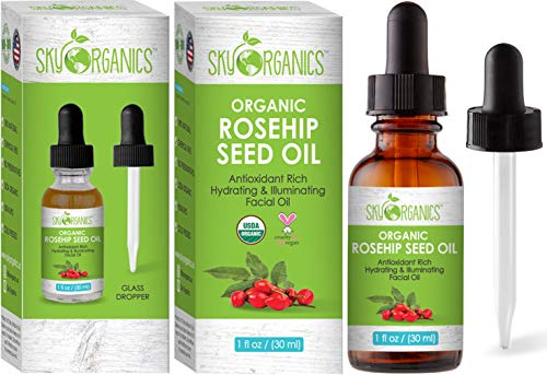 Sky Organics Orgánica aceite de rosa mosqueta, aceite de semilla de rosa mosqueta-Cruelty Free prensados ​​en frío, anti-envejecimiento facial aceite, aceite facial antioxidante, 100% puro