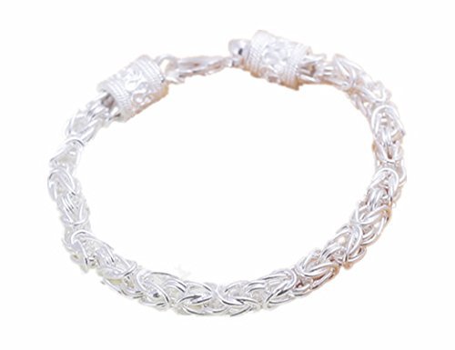 Skyllc® 20cm Pulsera de Plata Plateada de Moda Pulsera de Cadena Redonda Exquisita