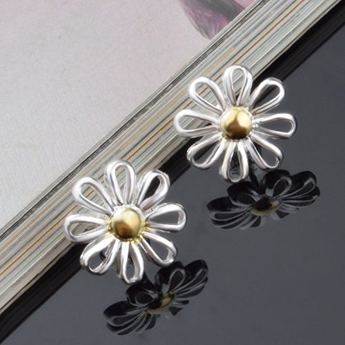 skyllc® Delicada Chrysanthemum en Forma de Pendientes Plateados Hermosos Pendientes de Plata para Las Mujeres y Las niñas