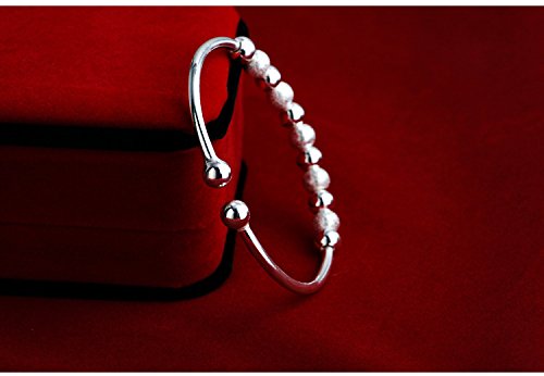 skyllc® Preciosa Pulsera de Plata Joyeria de Plata con Perlas, Pulsera de la Moda, Buena Suerte puño Abierto para Las Mujeres y Las niñas