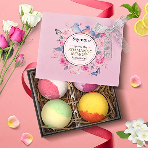 Skymore 4x100g Bombas de Baño, Bombas con Aceites Esenciales, Regalo para navidad, Bolas de Baño, Relajante de Cuerpo Set de Regalo