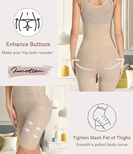 SLIMBELLE Bodies Moldeadores Faja Reductor Sin Costuras Body Shaper Ajustable Bodysuit Adelgazante Shapewear Lencería Postparto Beige 36