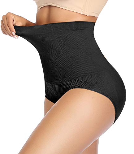 SLIMBELLE Braguita Moldeadora Nalgas Cintura Alta para Mujer Braga Faja Reductora Postparto Talla Grande Ropa Interior Adelgazante Body Shaper Shapewear Lenceria Invisible Negro-L