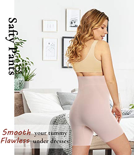 SLIMBELLE Control de la Barriga Muslo Bragas más Delgadas Bragas Ropa Interior Levantador a Tope sin Costuras Calzoncillos de Cintura Alta Fortalecedor de Cadera Faja Moldeadora Beige S