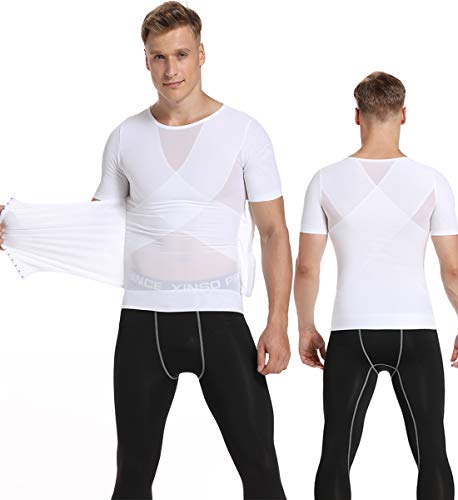 SLIMBELLE® Hombre Camiseta Reductora Ropa Adelgazante Moldeadora con Faja Ajustable para Deportes Fitness Negro Blanco
