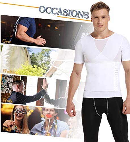 SLIMBELLE® Hombre Camiseta Reductora Ropa Adelgazante Moldeadora con Faja Ajustable para Deportes Fitness Negro Blanco