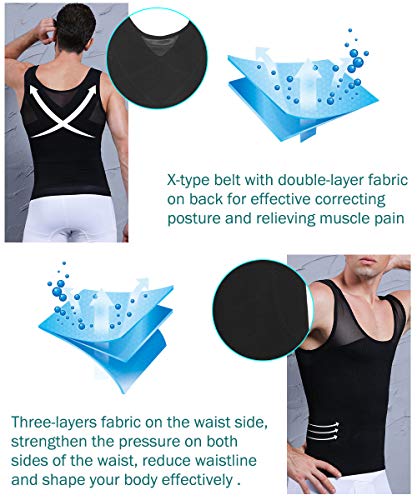 SLIMBELLE® Hombres Chaleco de Compresión Adelgazante Camiseta Reductora Ocultar el Ginecomastia Moobs Aplanar el Abdomen Ropa Interior