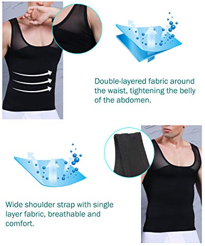 SLIMBELLE® Hombres Chaleco de Compresión Adelgazante Camiseta Reductora Ocultar el Ginecomastia Moobs Aplanar el Abdomen Ropa Interior
