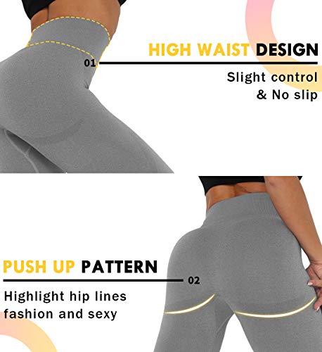 SLIMBELLE Mallas Push up Mujer Leggings Shorts Deportivos Pantalones Yoga Leggins de Cintura Alta Bolsillos Cortos Pantalón Deporte Verano para Fitness Correr Entrenamiento (Gris, M)