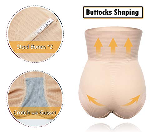 SLIMBELLE® Mujer Bragas Moldeadoras de Cintura Alta Faja Reductora de Barriga Adelgazante Control de Body Braguitas Elástico Lencería Invisible Shapewear Briefs Vientre Plano Eleva Trasero