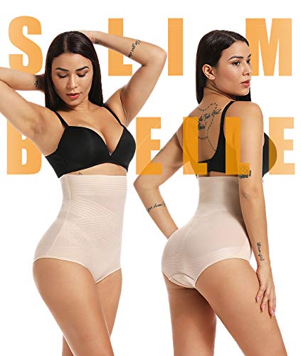 SLIMBELLE® Mujer Bragas Moldeadoras de Cintura Alta Faja Reductora de Barriga Adelgazante Control de Body Braguitas Elástico Lencería Invisible Shapewear Briefs Vientre Plano Eleva Trasero