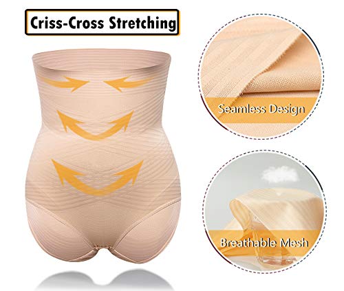 SLIMBELLE® Mujer Bragas Moldeadoras de Cintura Alta Faja Reductora de Barriga Adelgazante Control de Body Braguitas Elástico Lencería Invisible Shapewear Briefs Vientre Plano Eleva Trasero