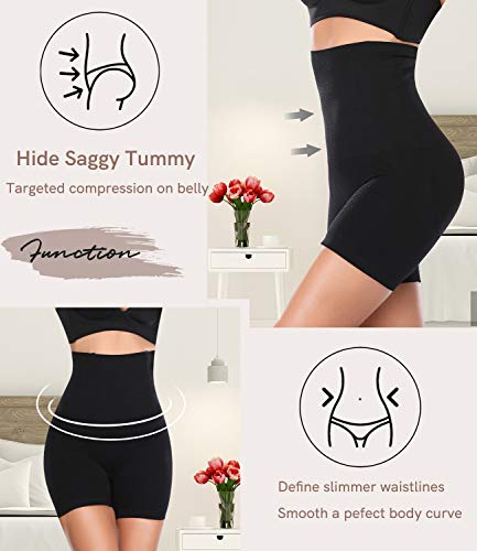 SLIMBELLE Pantalones Moldeadores Nalgas para Mujer Talla Grande Braguita Moldeadora Cintura Alta Braga Faja Reductora Ropa Interior Postparto Barriga Adelgazante Abdomen Shapewear-Black-XS