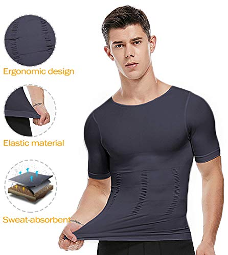 SLIMEBLLE® Camiseta Moldeadora para Hombre - Camisa de compresión T-Shirt Elástica Adelgazante Chaleco Reductora Adelgazar Abdomen Slimming Shirt Shapewear Body Shaper