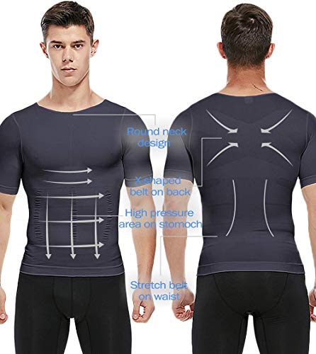 SLIMEBLLE® Camiseta Moldeadora para Hombre - Camisa de compresión T-Shirt Elástica Adelgazante Chaleco Reductora Adelgazar Abdomen Slimming Shirt Shapewear Body Shaper