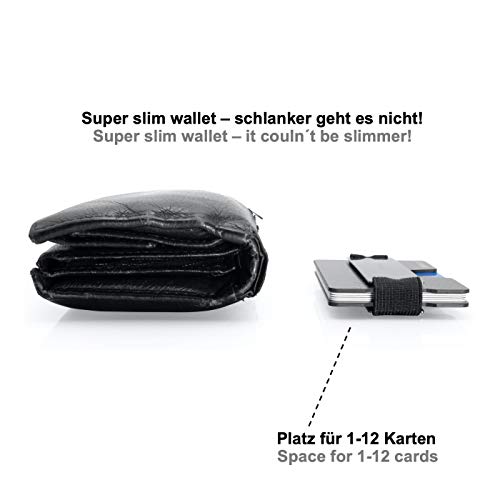slimpuro Caso Prima de la Tarjeta de crédito de Carbono con la Moneda de Compartimiento y del Metal del Clip del Dinero (Plata del Clip del Metal) … (Negro)