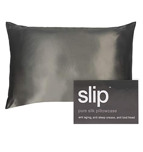 SLIP - Funda de almohada de seda de morera pura de 22 momme, algodón seda sintética, Gris, Queen (51 x 76 cm)