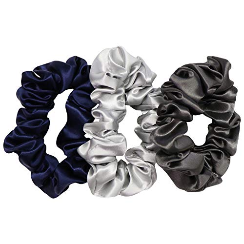 Slip Silk Midnight - Corbata de pelo de seda de seda pura de 22 momme para el pelo, diseñada para ser suave y evitar arrugas (3 mechones)