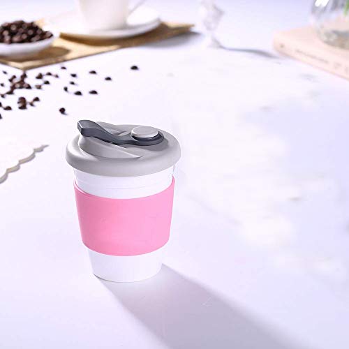 SLOSH Taza Cafe para Llevar Viaje Mug Café Desayuno Reutilizable con Tapa Sin Bpa Vasos De Café Coffee To Go Taza Yoga Coche Oficina Portatil Regalo (Rosa)