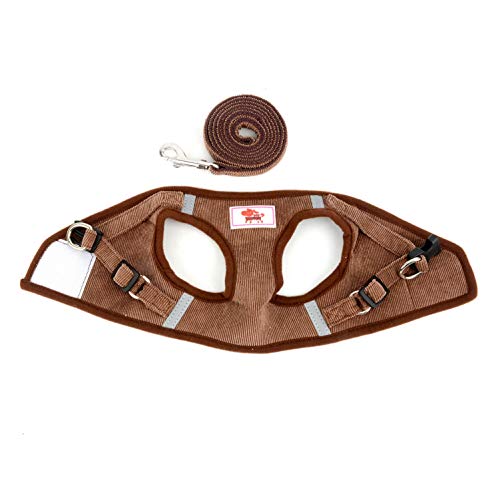 smalllee_Lucky_Store - de Pana arnés y Correa para Gatos antiescape Anti tirones arnés y correaes para Perros pequeños,Reflectante no se escapen Ajustable, Chaleco para Cachorros,marrón,XL