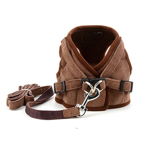 smalllee_Lucky_Store - de Pana arnés y Correa para Gatos antiescape Anti tirones arnés y correaes para Perros pequeños,Reflectante no se escapen Ajustable, Chaleco para Cachorros,marrón,XL