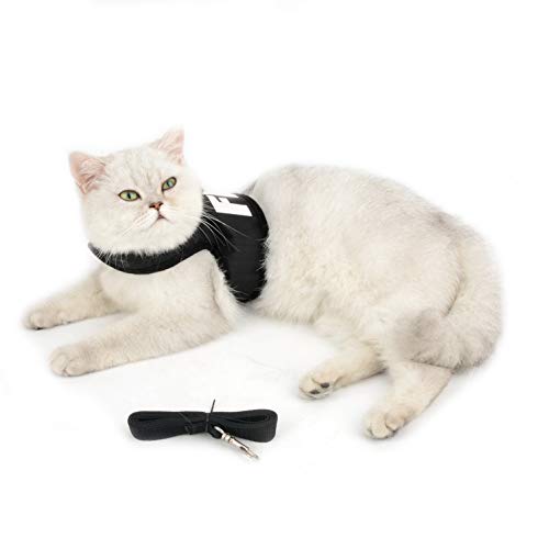 smalllee_Lucky_Store - FBI arnés y Correa para Gato antiescape de Malla arneses para Perros pequeños Anti tirones, no se escapen Ajustable, Chaleco para Cachorros,Negro,M