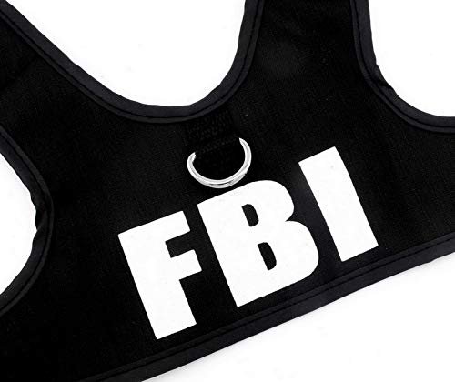 smalllee_Lucky_Store - FBI arnés y Correa para Gato antiescape de Malla arneses para Perros pequeños Anti tirones, no se escapen Ajustable, Chaleco para Cachorros,Negro,M