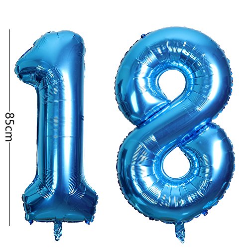 Smarcy Globos Número 18 Decoración de Cumpleaños 18 Años Fiesta de Cumpleaños Azul