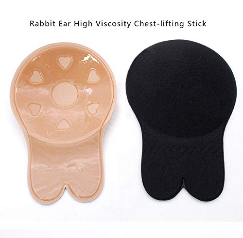 Smart Nice Sujetador sin Tirantes Invisible Adhesivo Espalda Silicona Adhesivo y Push up Reutilizable para Las Sujetadores(Regalo) para Vestidos sin Espalda (Cup C/D, Negro & Blanco, Ear)