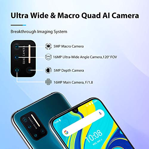 Smartphone Ofertas UMIDIGI A7 Pro Telefono Movil 4GB RAM + 64GB ROM Moviles, 6.3"FHD+ Pantalla Completa, Procesador Octa-Core Movil Libre Batería de 4150mAh Cámara Cuádruple AI de 16MP, Android 10