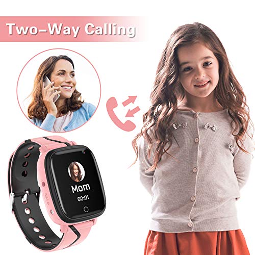 Smartwatch Niños - Relojes Inteligentes Teléfono con Música Juegos SOS Cámara Cronómetro Despertador Grabadora Pantalla Táctil Linterna, Reloj Llamada Niños Regalos Cumpleaños para 4-12 Años (Rosa)