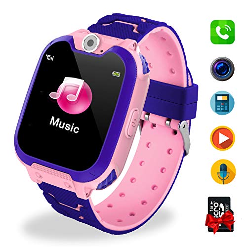Smartwatch Niños Telefono Estudiante, Lata Realiza Llamadas Mensajes Mp3 Musica Reloj Infantil Reloj Digital Reloj Despertador Juegos Reloj Inteligente para Niños de Edad 3-12 Niño Regalo (Rosa)